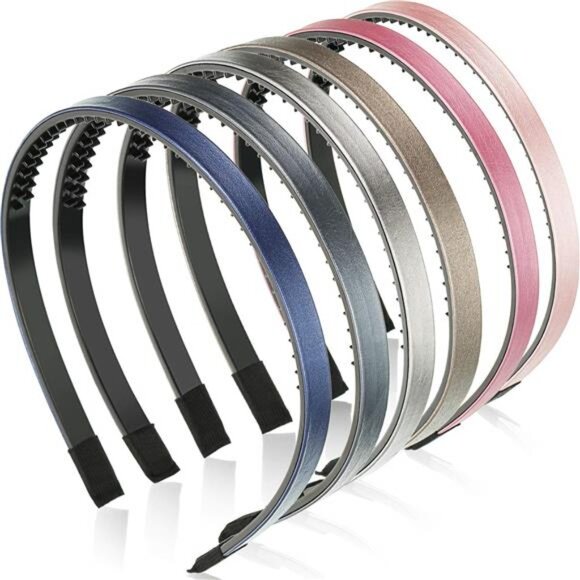 6-Pack Skinny Leather-Covered Headbands – Lustrous Colors - Picture 1 of 7